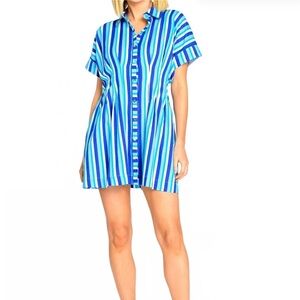 NEW Elizabeth James The Label French Blue Stripe Haynes Mini Dress, medium